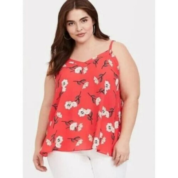 torrid Tops - Torrid Sophi Georgette Swing Cami Tank Top Sz 3 Sleeveless Blouse Pink Floral